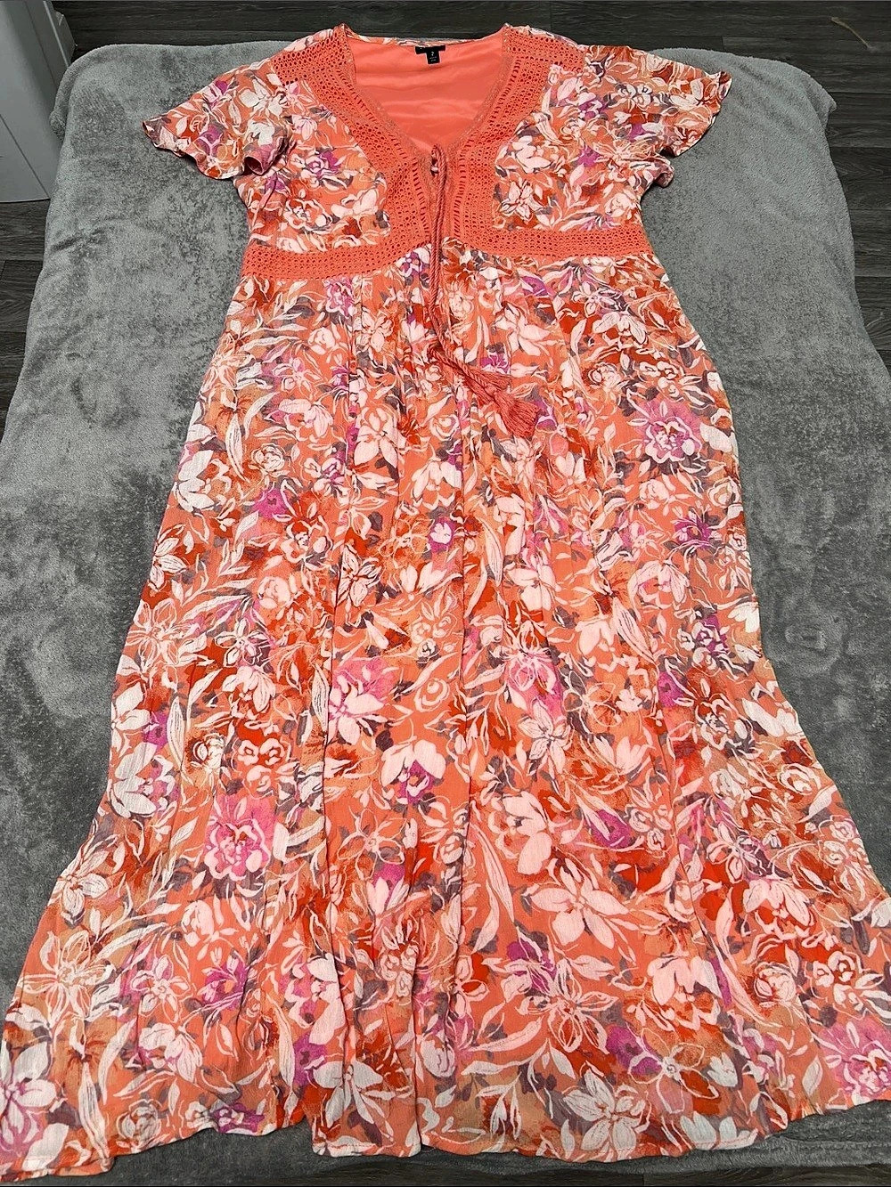 Torrid Floral Maxi Dress Orange & Pink Floral Size 2 or 18